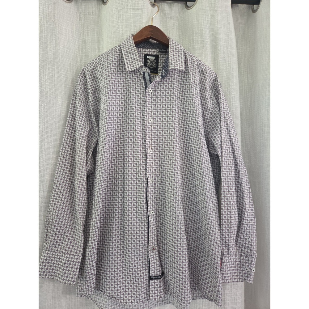 English Laundry Long-Sleeved Men's Button Up Dress Shirt XL Geometric Squares